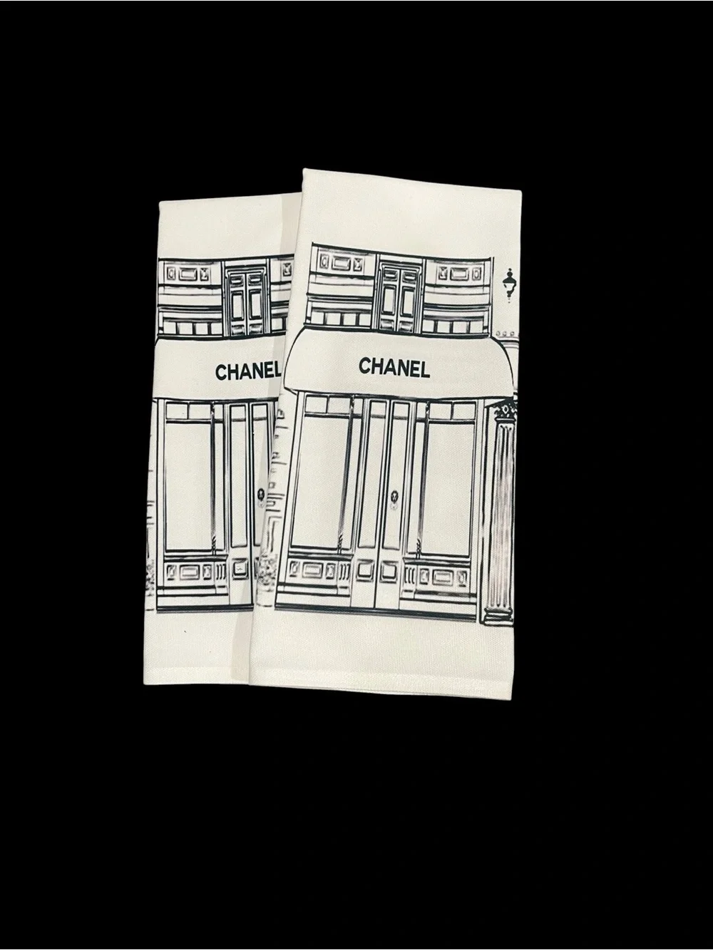 Chanel Hermes Paris Storefront Sketch Tea Towels Set of 2